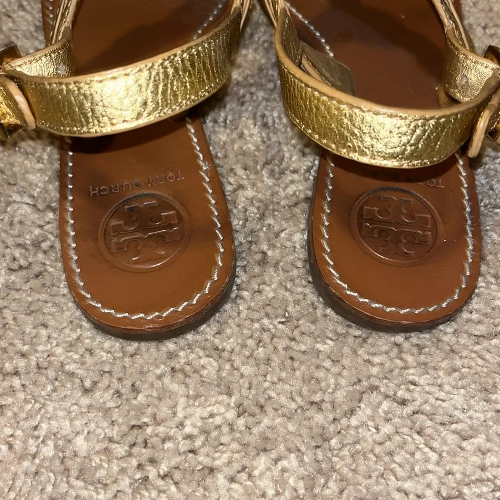 Tory Burch Gold Flat Sandals - Picture 4 of 6